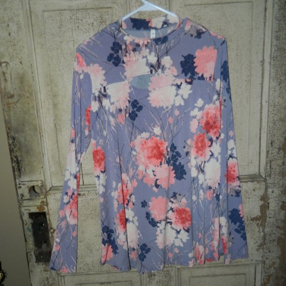 MTS  Cutout Floral Top Womens Size L (EE-8) - Picture 1 of 5